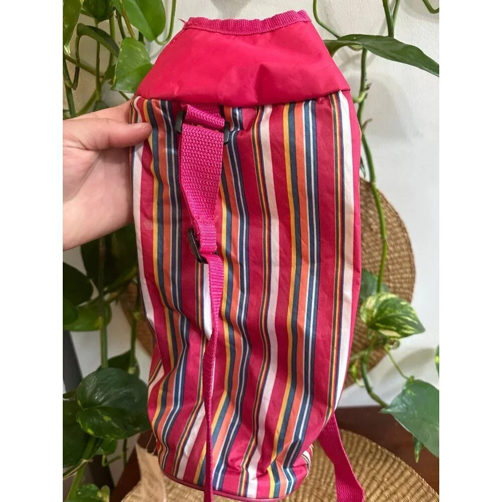 Insulated Striped Bottle Tote Bag
